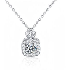 Moissanite 1-3CT Pendant Necklace,18K White Gold Plated Silver,D Color VVS1 Ideal Cut,Gift for Mother/Wife/Girlfriend,with Certificate