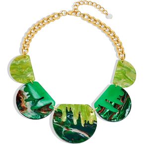 Acrylic Chunky Chain Necklaces for Women Colorful Geometric Collar Bib Necklaces for Bohemian Holiday Jewelry