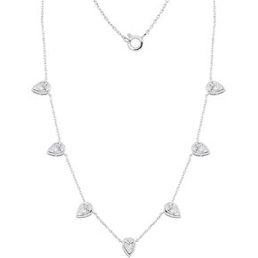 3.50cttw Pear Cut Teardrop Shape Cubic Zircon Station Necklace in 925 Sterling Silver 14K Gold Plated Jewelry for Women's 16"-18"