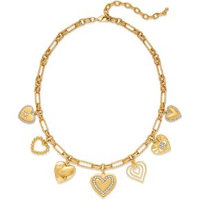 LILIE&WHITE Gold Heart Necklaces For Women With Different Heart Charms Gold Charm Sun Heart Necklace Coin Charms Fashion Jewelry Gift