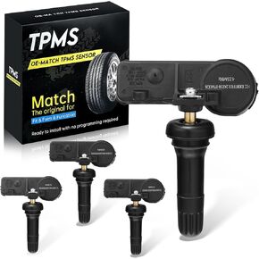 TPMS Sensor, 56029398AB for 433Mhz Tire Pressure Monitoring Sensor Compatible with Chrysler 300 & Dodge Challenger Durango & Jeep Grand Cherokee & Ram 1500 Replaces 56029398AA (4 Pcs)