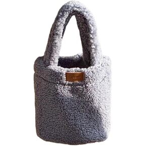 Sherpa Bucket Bag for Women Girls Furry Purse Handbags Fluffy Fuzzy Aesthetic Small Shoulder Bag for Autumn Winter