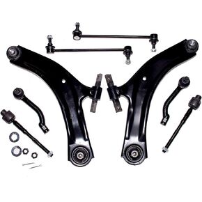 K750095 Front Lower Control Arm - Control Arm Tie Rod Sway Bar Link Kit for Nissan 2008-2013 Rogue 2014-2015 Rogue Select 8pc