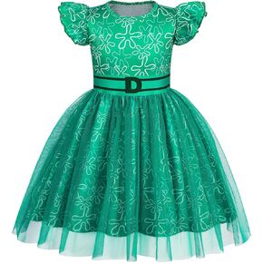 HenzWorld Girls Disgust Costume Cartoon Joy Costume Dress up for Kids Flutter Sleeve Tulle Dress Xmas Birthday Gifts Outfit