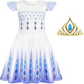 Eledobby Princess Costume Girls Kids Halloween Outfit Birthday Party Dresses with Crown