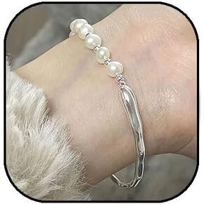 Dainty Silver Bracelet for Women Adjustable Freshwater Pearl Bracelet Baroque Pearl Bead Bracelet Hypoallergenic Silver Bracelet Jewelry Gift