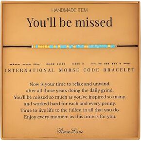 XAM Morse Code Beaded Bracelet Handwoven Adjustable Gold Turquoise Morse Password bracelet Thank You Godmother Sister New Beginning You'll be Missed Secret Message Bracelets
