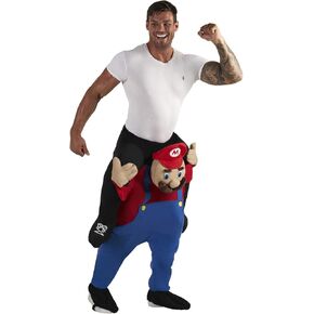 Unisex Piggy Back Red Plumber Piggyback Costume Retro 80's Gaming Costume