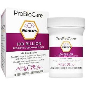 ProBioCareProbiotic for Women 100 Billion CFUs, Supports Digestive, Immune & Gut Health Promotes Healthy Microbiome Balance & Nutrient Absorption (30 Vegetable Capsules)