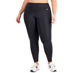Tommy Hilfiger Sport Womens Plus High Rise Fitness Athletic Leggings Black 0X