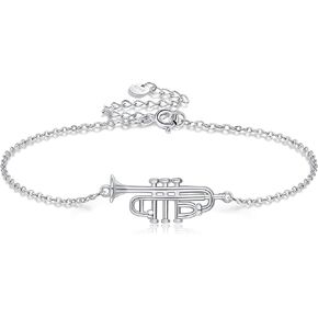 URONE Trumpet Bracelet 925 Sterling Silver Instrument Bracelet Music Trumpet Jewelry Gifts For Women