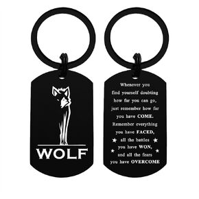 Laluminter Wolf Gifts - Wolf Keychain Key Chains - Inspirational Motivational Gift Ideas for Wolf Lovers