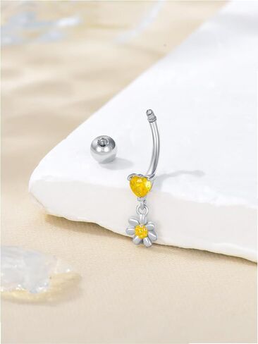 Belly Button Ring 925 Sterling Silver Navel Piercing Jewelry Daisy/Butterfly/Cat Belly Button Ring Dangling Jewelry Gifts For Women in Kuwait