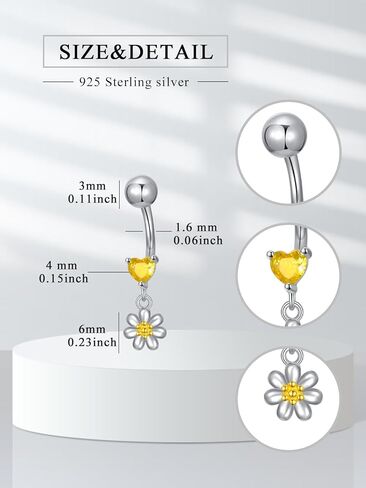 Belly Button Ring 925 Sterling Silver Navel Piercing Jewelry Daisy/Butterfly/Cat Belly Button Ring Dangling Jewelry Gifts For Women in Kuwait