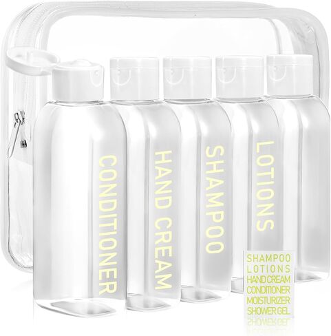 Travel Shampoo Bottles 5 pcs 3.4oz TSA Approved Travel Bottles for Toiletries Travel Size Bottles Leak Proof Empty Lotion Containers with Flip Cap Small Plastic Squeeze Bottlesp-Clear in Kuwait