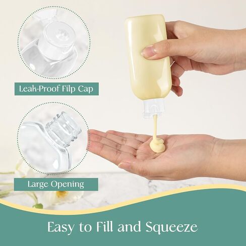Travel Shampoo Bottles 5 pcs 3.4oz TSA Approved Travel Bottles for Toiletries Travel Size Bottles Leak Proof Empty Lotion Containers with Flip Cap Small Plastic Squeeze Bottlesp-Clear in Kuwait