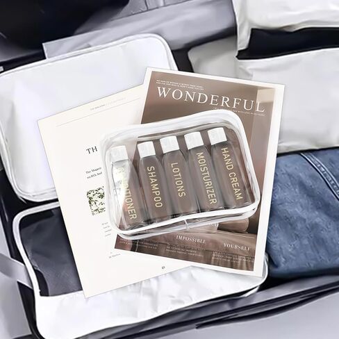 Travel Shampoo Bottles 5 pcs 3.4oz TSA Approved Travel Bottles for Toiletries Travel Size Bottles Leak Proof Empty Lotion Containers with Flip Cap Small Plastic Squeeze Bottlesp-Clear in Kuwait