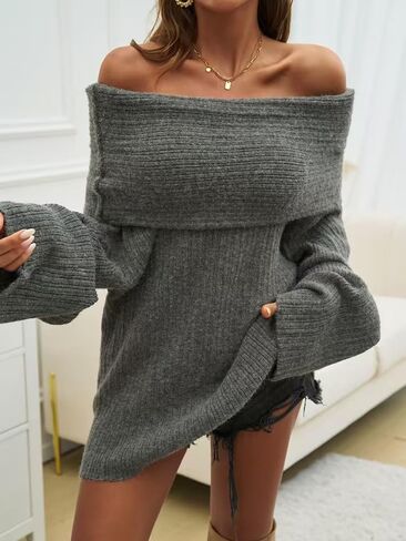 Women's 2025 Trendy Fall Off Shoulder Oversized Sweaters Casual Loose Long Sleeve Slouchy Pullover Tops Y2k Clothes in Saudi Arabia