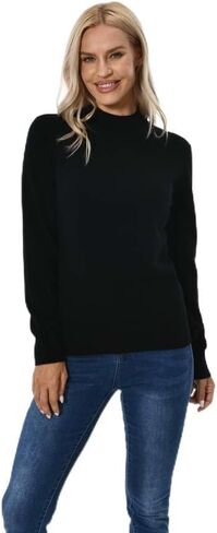 Women's 100% Pure Cashmere Long Sleeve Pullover Mock Neck Sweater in Kuwait