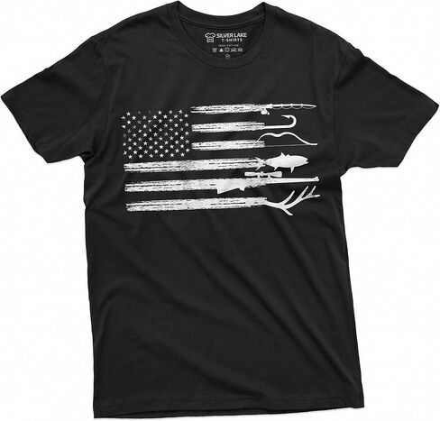Men's Hunting Fishing Shirt USA Flag Nature Camo Shirt Father Gift Ideas Patriotic Tee in Saudi Arabia