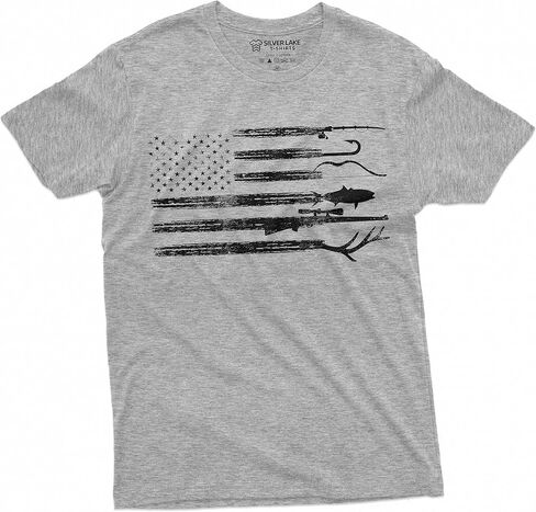 Men's Hunting Fishing Shirt USA Flag Nature Camo Shirt Father Gift Ideas Patriotic Tee in Saudi Arabia