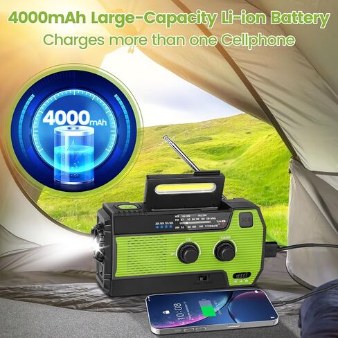 4000mAh Hand Crank Radio, Emergency Radio, Solar Portable Radio, NOAA/AM/FM Weather Radio, USB Type-C Charging, Dynamo Radio, Torch & LED Reading Light, SOS Alarm for Indoor/Outdoor Emergencies Orange in Saudi Arabia