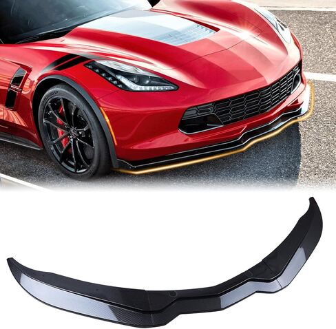 حافة ممتصة للصدمات الأمامية تناسب 2014-2019 Chevy Corvette C7 Z06 & Grand Sport Splitter Spoiler Diffuser Guard Wing Body Kit Air Dam Corvette C7 Accessories #22922352 (ألياف الكربون اللامعة) in Saudi Arabia