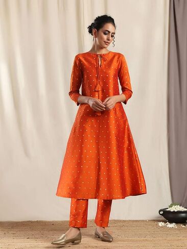 Indian Kurti for Womens With Pant | Art Silk Woven Kurta Kurtis Dress For Women Tops Tunic in Saudi Arabia