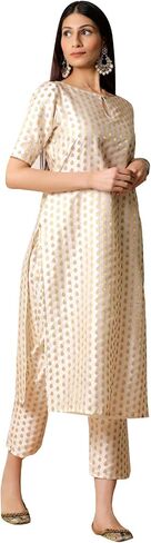 Indian Kurti for Womens With Pant | Art Silk Woven Kurta Kurtis Dress For Women Tops Tunic in Saudi Arabia