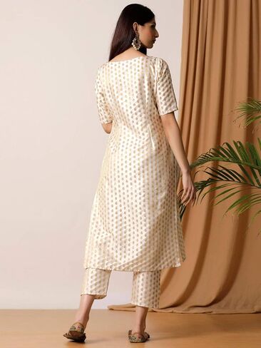 Indian Kurti for Womens With Pant | Art Silk Woven Kurta Kurtis Dress For Women Tops Tunic in Saudi Arabia