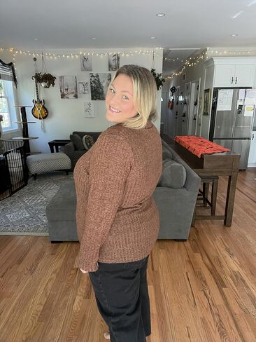 RITERA Plus Size Sweaters for Women Knitted Long Sleeve Tops Fall Winter V Neck Collared Shirts XL-5XL in Kuwait