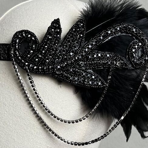 1920s Women Feather Flapper Vintage Headpiece Roaring 20s Great Gatsby Headband (C) in Kuwait