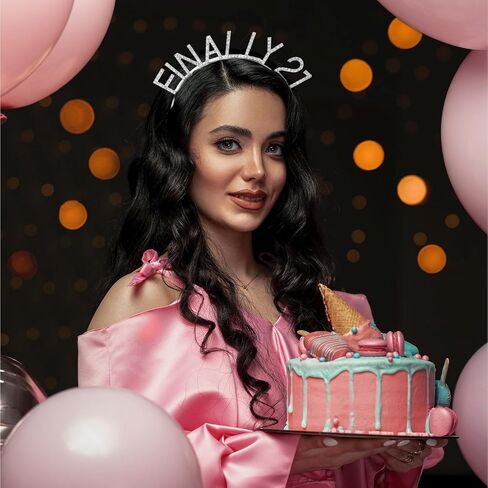 21st Birthday Sash and Rhinestone Headband Set Silver Birthday Sash for Women Finally 21st Birthday Gifts Happy 21st Birthday Decorations for Her Birthday Party Favor Supplies (Silver) in Saudi Arabia