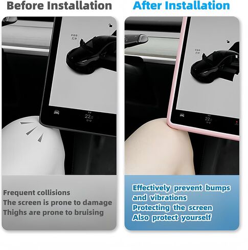 Tesla Model 3 Model Y Accessories of Screen Protector Frame + Center Console Wireless Charging Silicone Pad + Interior Rear View Mirror Cover 3pcs 3in1 (Pink) in Saudi Arabia