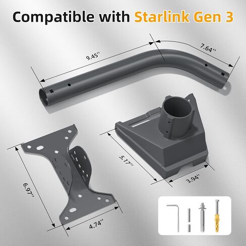 Compatible with Starlink Gen 3 Pipe Adapter Metal Pole Mount Kit for 1" to 2.1" Pipes, for Starlink Gen 3 Mount V3 Dish Kickstand Universal Adapt Thick and Thin Pipes in Saudi Arabia