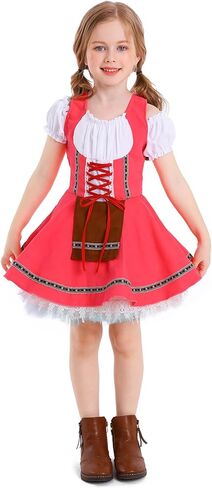 FYMNSI Oktoberfest Costume for Girls Kids Teens Traditional German Bavarian Dirndl Dress with Maid Apron Halloween Outfit in Kuwait
