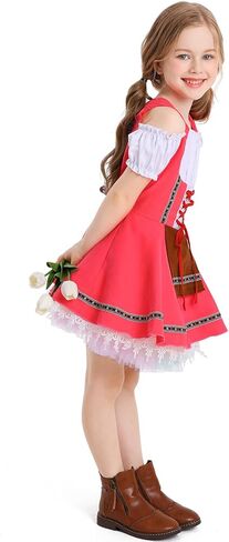 FYMNSI Oktoberfest Costume for Girls Kids Teens Traditional German Bavarian Dirndl Dress with Maid Apron Halloween Outfit in Kuwait