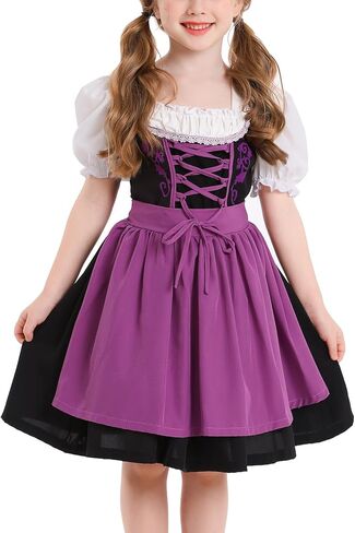 FYMNSI Oktoberfest Costume for Girls Kids Teens Traditional German Bavarian Dirndl Dress with Maid Apron Halloween Outfit in Kuwait