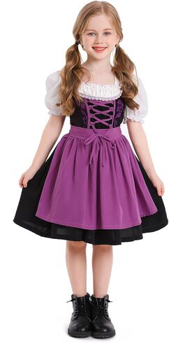 FYMNSI Oktoberfest Costume for Girls Kids Teens Traditional German Bavarian Dirndl Dress with Maid Apron Halloween Outfit in Kuwait