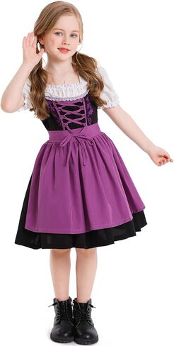 FYMNSI Oktoberfest Costume for Girls Kids Teens Traditional German Bavarian Dirndl Dress with Maid Apron Halloween Outfit in Kuwait