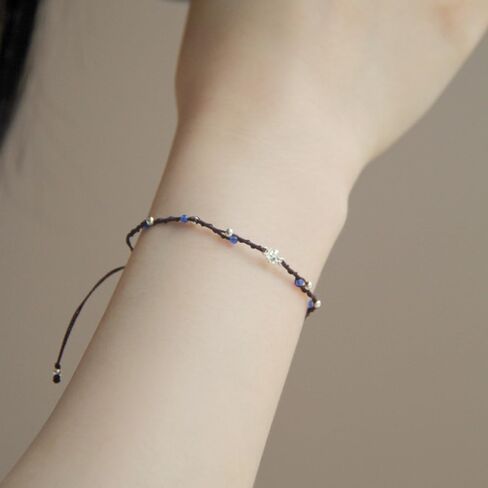 Same Mind Plumeria Silver Gemstone Daily Layered Wish Thread Couple Bracelet 10 inches in Saudi Arabia