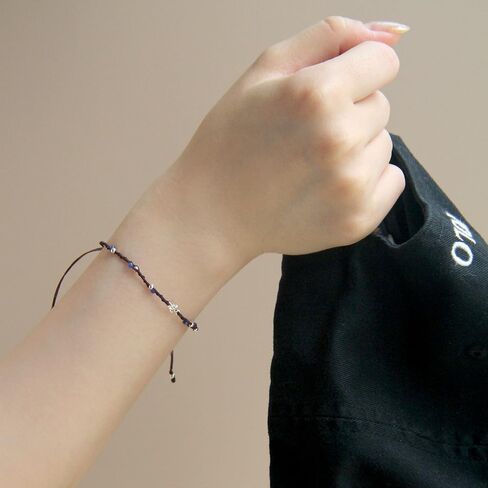 Same Mind Plumeria Silver Gemstone Daily Layered Wish Thread Couple Bracelet 10 inches in Saudi Arabia