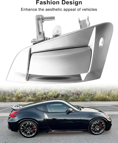 TIKSCIENCE Exterior Door Handle Assembly Front Right Passenger Side Fit for Nissan 370Z 2009-2017 Replace 96900 80606-1EA0B 80606-1EA0C, Silver in Kuwait