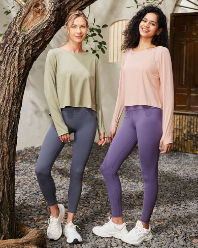 G4Free Long Sleeve Crop Top for Women Athletic Gym Workout Tops Loose Cropped T-Shirts in Kuwait