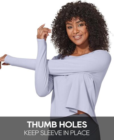 G4Free Long Sleeve Crop Top for Women Athletic Gym Workout Tops Loose Cropped T-Shirts in Kuwait