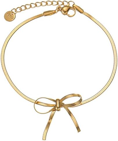 Bowknot Bracelet for Women Gold/Silver Stainless Steel Bow Bracelet Adjustable Ribbon Bow Bracelet Dainty Jewelry Gifts in Saudi Arabia