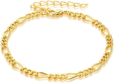 Gold Bracelets for Women, 14K Real Gold Jewelry Sets for Women Cute Tennis Beaded Bracelets for Women Cuban Link Paperclip Chain Dainty Bracelet Pack Gifts for Women in Saudi Arabia
