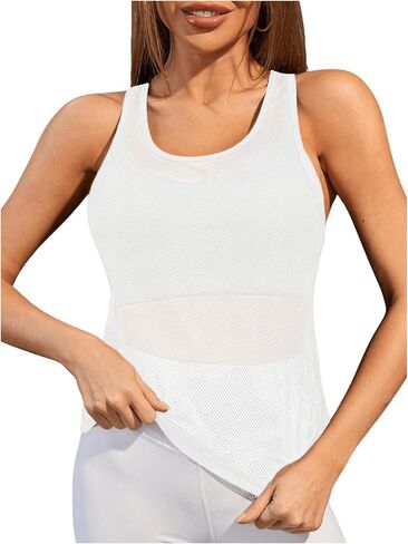 قميص بدون أكمام رياضي شبكي بدون أكمام من SweatyRocks شفاف من خلال ظهر Racerback in Saudi Arabia