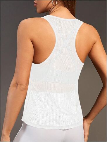 قميص بدون أكمام رياضي شبكي بدون أكمام من SweatyRocks شفاف من خلال ظهر Racerback in Saudi Arabia