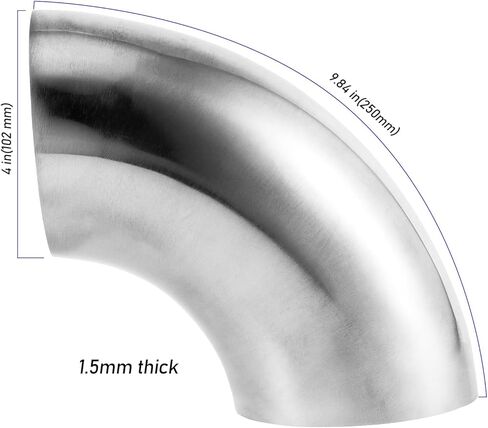 3 قطع كوع مغزل 4 بوصات، كوع عادم من الفولاذ المقاوم للصدأ 304، جدار بسمك 16GA/.065 بوصة، كوع أنبوب عادم 90 درجة لكوع عادم السيارة المعدل، درابزين الدرج in Kuwait